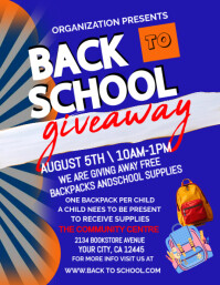 Blue  Back To School Supply & Backpack Giveaway Flyer Flyer (us Letter) template