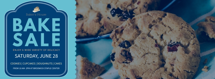Blue Bake Sale Announcement Facebook Cover template