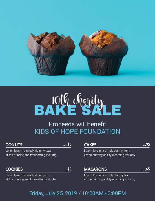 Blue Bake Sale Price List Flyer Templates PosterMyWall