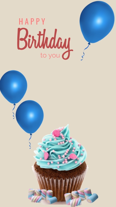 blue ballons happy birthday greeting Template | PosterMyWall