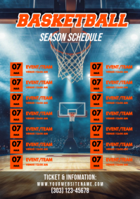 Blue Basketball Season Schedule  A4 template