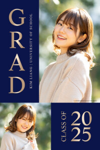 Blue Beige 2 Photo Collage Graduation Party Event Celebration Welcome Sign โปสเตอร์ template