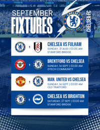 Blue Berbasis Daftar Chelsea September Fixtures Pamflet (letter As) Рекламная листовка (US Letter) template