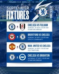 Blue Berbasis Daftar Chelsea Upcoming Matches Instagram Portrait template