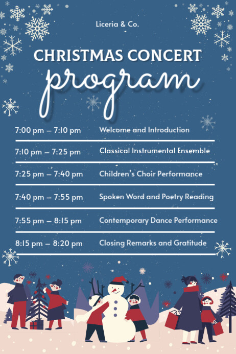 Blue Berbasis Daftar Festive Christmas Concert Program Poster Template ...
