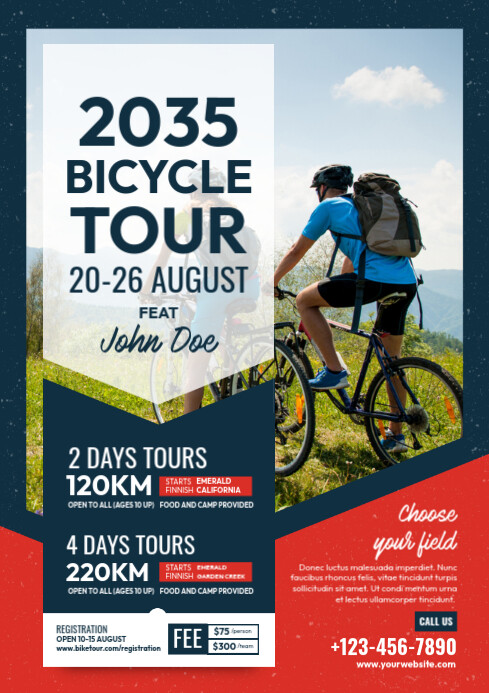 Blue Bicycle Tour A4 template