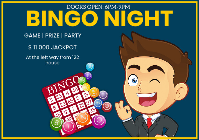 Blue Bingo Night A4 template