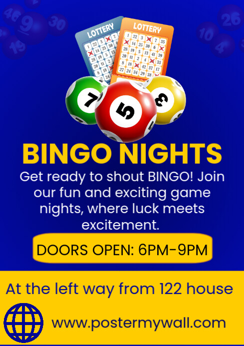 Blue Bingo Night A4 template