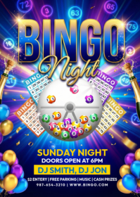 Blue Bingo Night Event A6 template