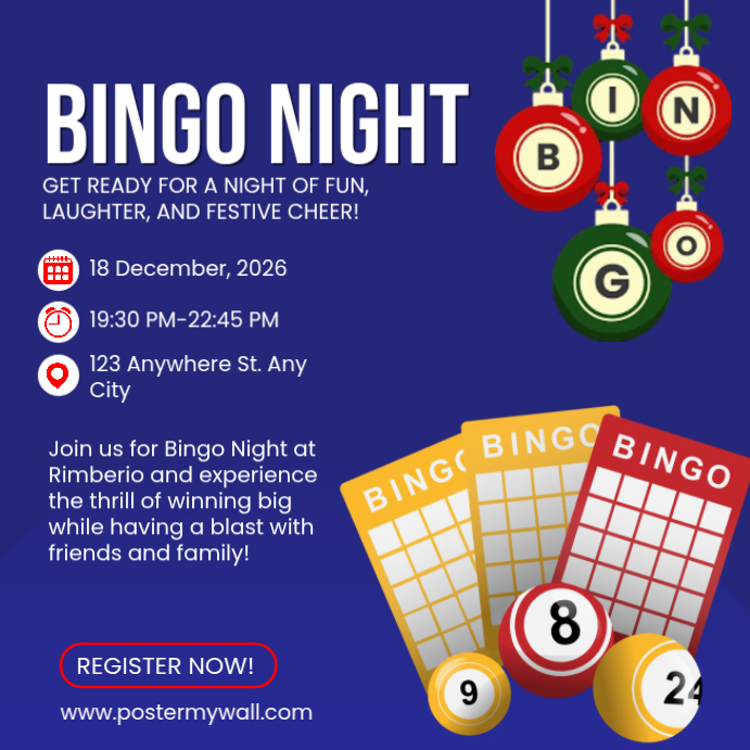 Blue Bingo Night Event Instagram Post Template | PosterMyWall
