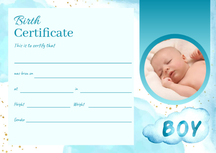 Boy Birth Certificate Template