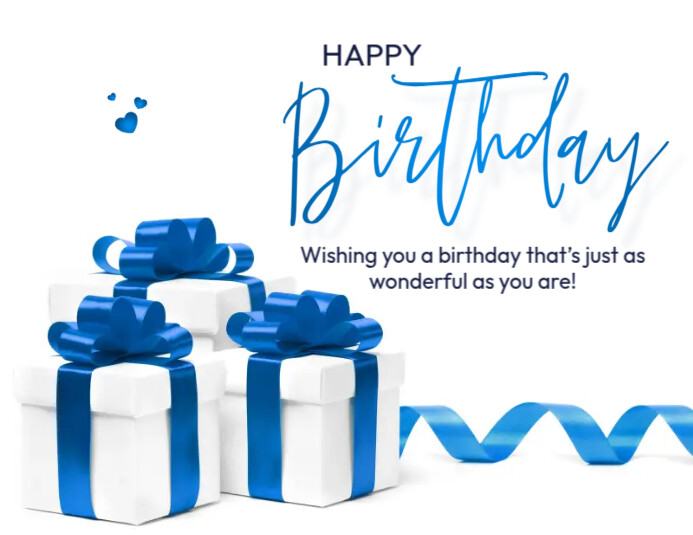 Blue birthday card template PosterMyWall