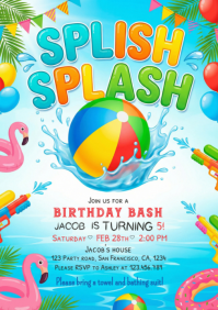 Blue Birthday Party A4 template