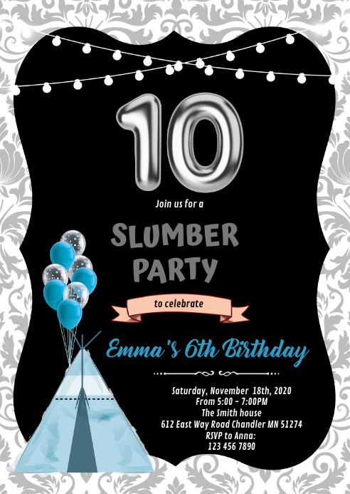 Modele Soiree Pyjama Du 10e Anniversaire Bleu Noir Postermywall Modele Soiree Pyjama Du 10e Anniversaire Bleu Noir Postermywall