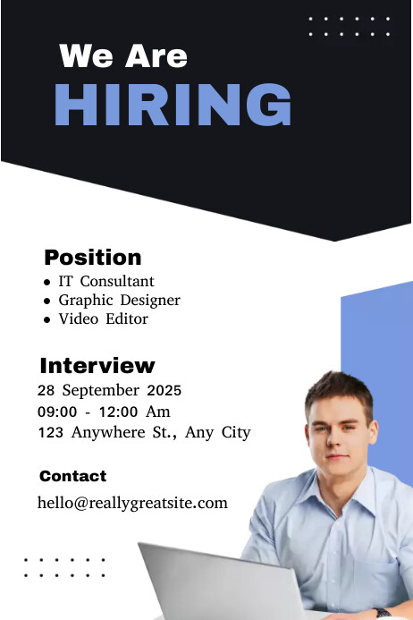 Vacancy Poster Example Blue Black Bold Job Vacancy Poster Template | PosterMyWall