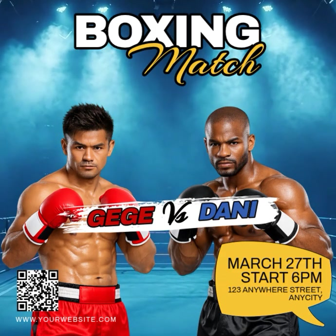 Blue Boxing Match Pos Instagram Template | PosterMyWall