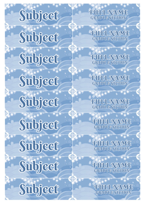 Blue Bright & Friendly School Label Stickers A4 template