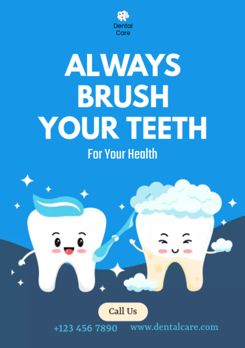 Blue Brush Your Teeth Template PosterMyWall