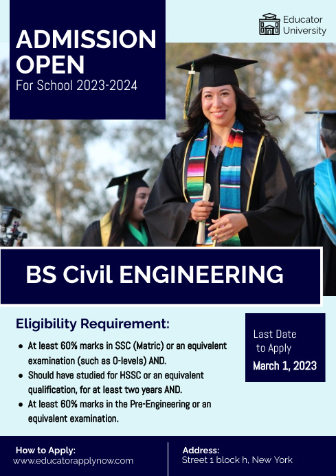 Engineering Program Flyer Blue BS civil engineering flyer Template | PosterMyWall