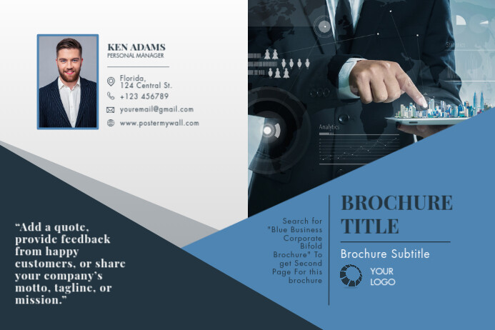 Blue Business Corporate Bifold Brochure Template Postermywall