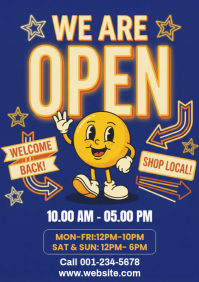 Blue Business Hours Announcement A4 template