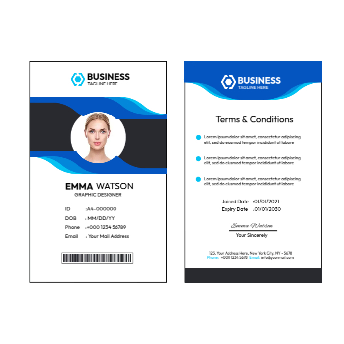 Blue Business ID Card Design Template | PosterMyWall