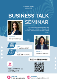 สีน้ำเงิน Business Seminar A2 Template