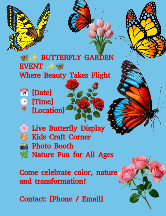 Spring Flyer Butterfly Modèle Blue Butterfly Garden Event Flyer | PosterMyWall