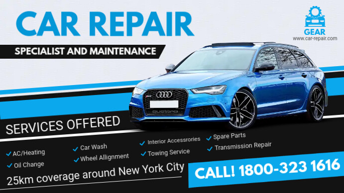 Copy of Blue Car Mechanic Service Digital Ad | PosterMyWall