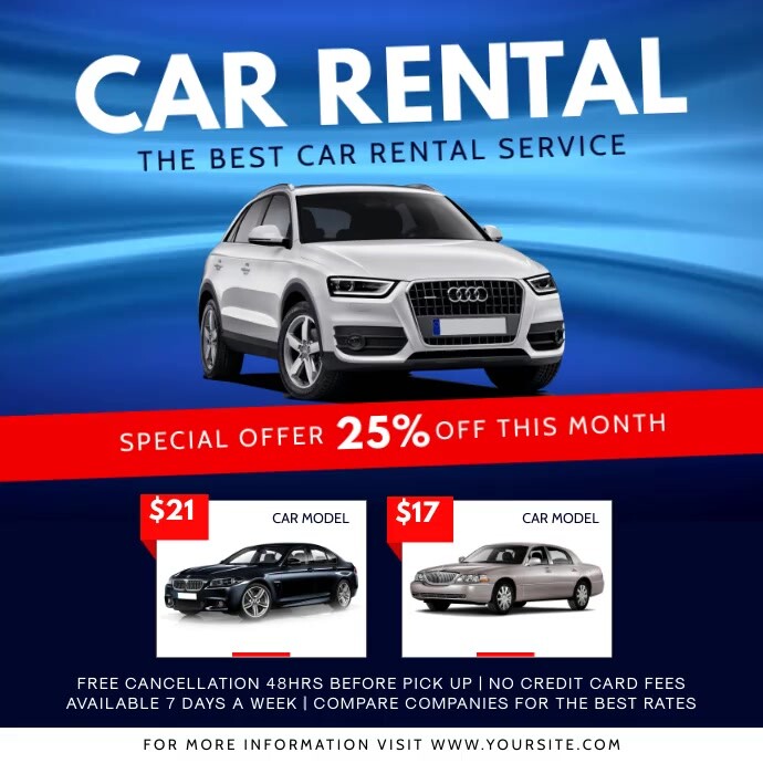 Blue Car Rental Ad Square Vide Template PosterMyWall Blue Car Rental Ad Square Vide Template PosterMyWall