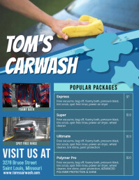 Blue Car Wash Price List Templates Flyer (US Letter)