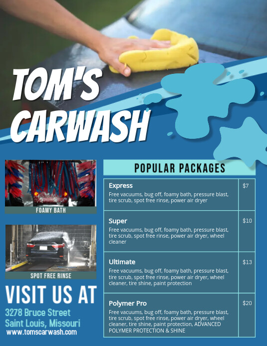 Blue Car Wash Price List Templates PosterMyWall