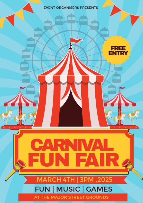 Blue Carnival Flyer  A3 template