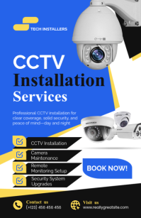 Blue CCTV Installation Services Half Page Wide template