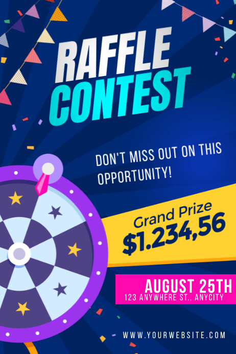 Blue Ceria Raffle Contest Poster Templat | PosterMyWall