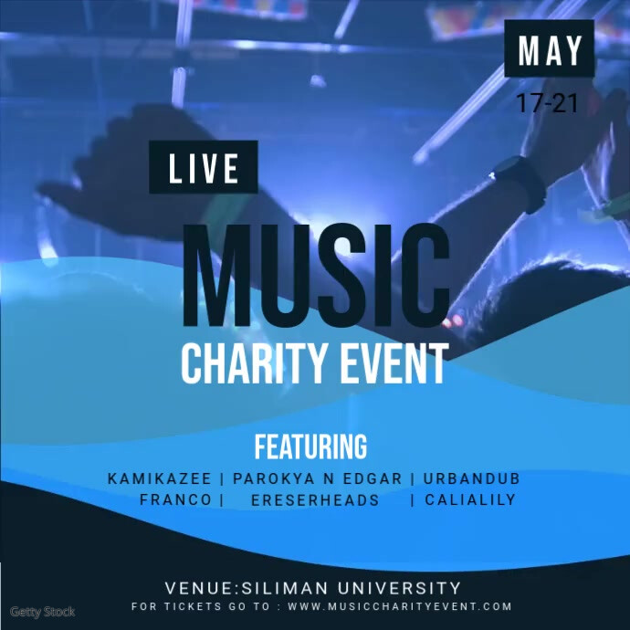 Blue Charity Music Concert Square Ad Kvadrat (1:1) template