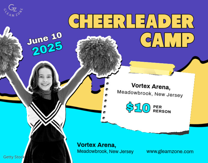 Blue Cheerleading Competition Flyer Template Plakkaat/Muurbord