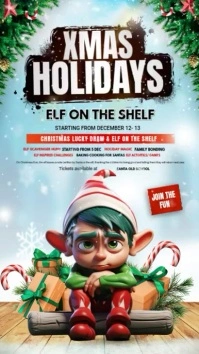 Blue Christmas Elf Party Instagram Story template