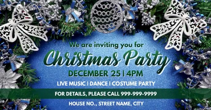 Blue Christmas Invite Facebook Event Cover Template | PosterMyWall