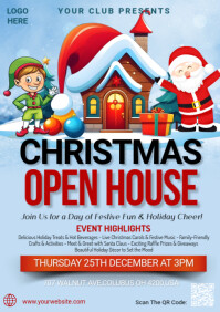 Blue Christmas Open House A5 Template