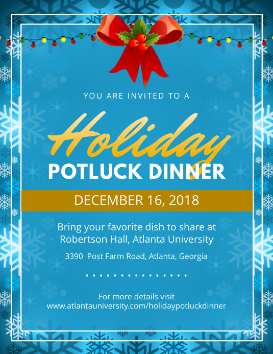 Blue Christmas Potluck Party Flyer Template PosterMyWall