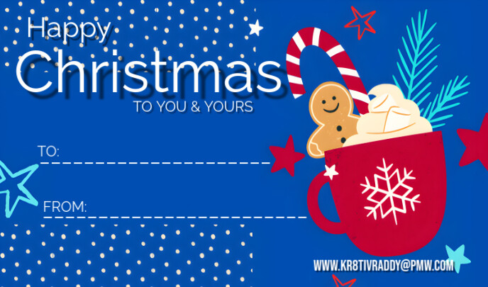 Blue  Christmas  Tag Etiqueta template