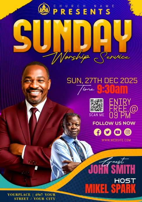 Blue Church A1 Template | PosterMyWall