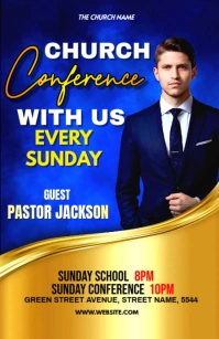 Blue Church Conference Flyer Half Page Wide template