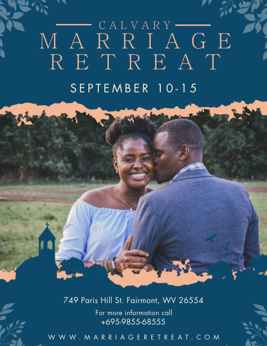 Blue Church Couples Retreat Flyer Template Volante (Carta US)