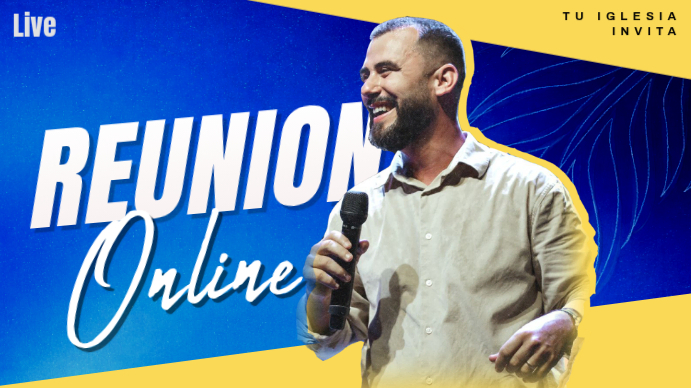 Blue Church Online Meeting YouTube Thumbnail Template | PosterMyWall