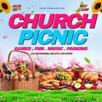 สีน้ำเงิน Church Picnic Event Instagram-opslag Template