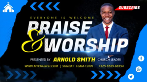 黑色 Praise and Worship YouTube Thumbnail Miniatura do YouTube Template