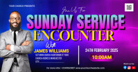 Blue Church Sunday Service Flyer Facebook Shared Image template