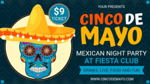 Blue Cinco de Mayo Party Invite Facebook-covervideo (16:9) template